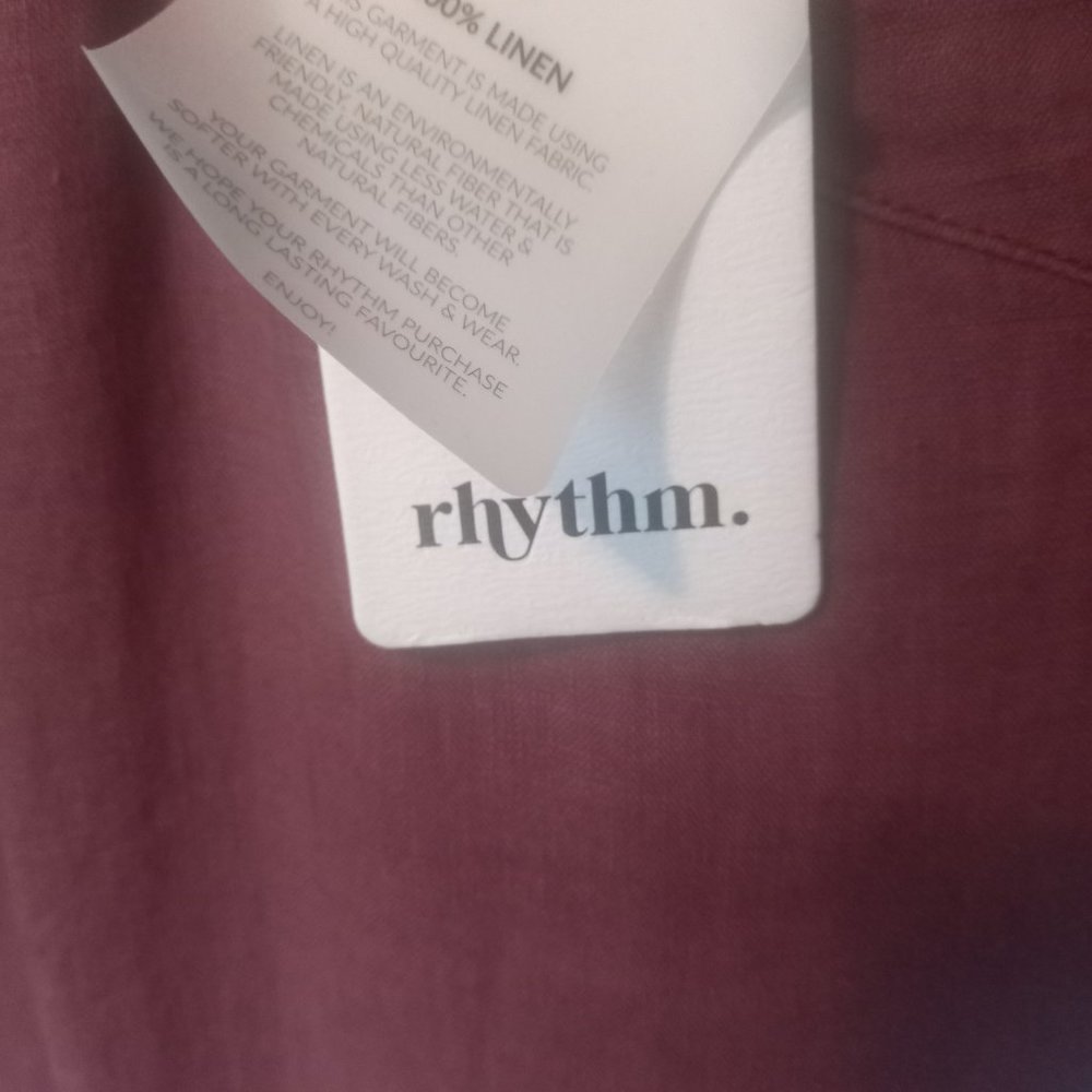 NWT: Rhythm Amalfi linen jumpsuit in dark, dusky pink, midi length, wide leg(12) - Picture 9 of 10